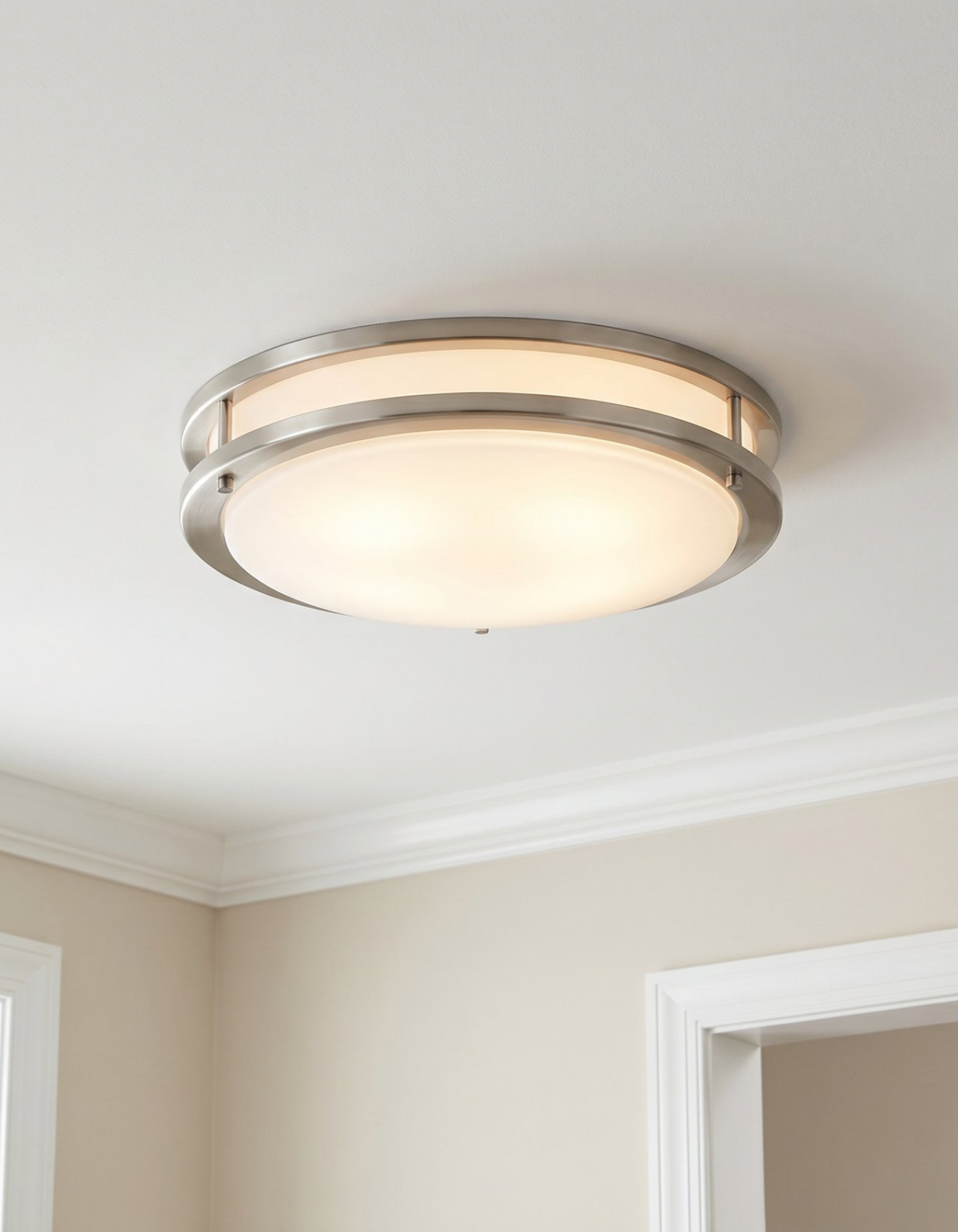 DAWN 14" double ring flush mount - Brushed Nickel#Finish_Brushed Nickel