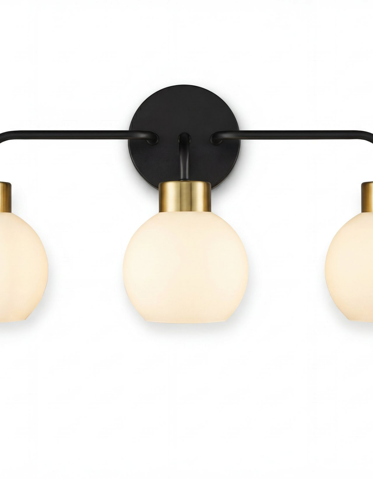 Opal 3-Light Vanity Light - Black & Satin Gold#Finish_Black & Satin Gold