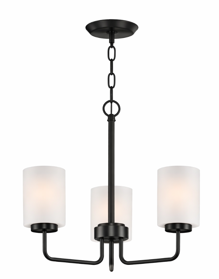 ALDEN 3-Light Chandelier with Etched Glass Shade