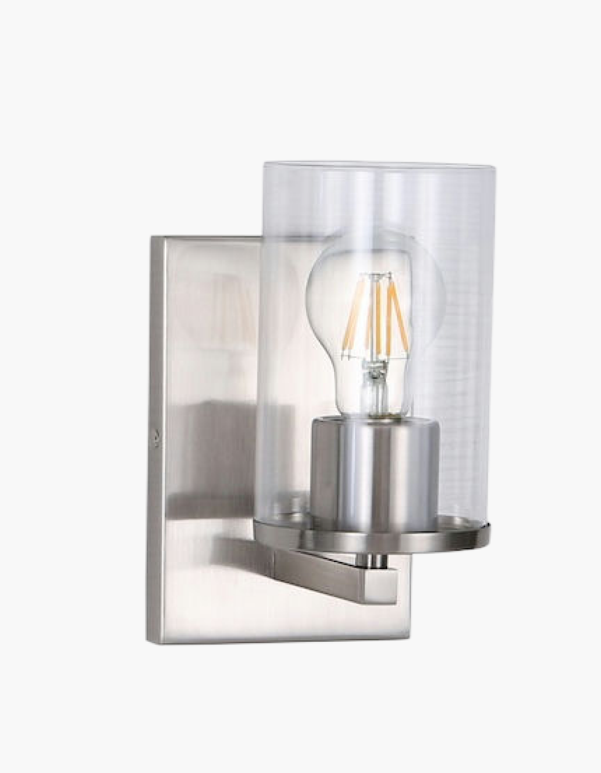 Aurelia Wall Sconce - Brushed Nickel Finish, Clear & Ribbed-Pressed Glass#Finish_Brushed Nickel Finish, Clear & Ribbed-Pressed Glass