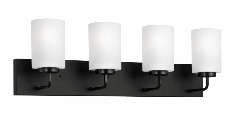 ALDEN 4-Light Vanity with Etched Glass Shade