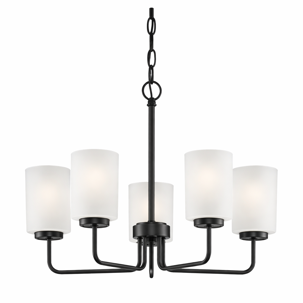 ALDEN 5-Light Chandelier with Etched Glass Shade