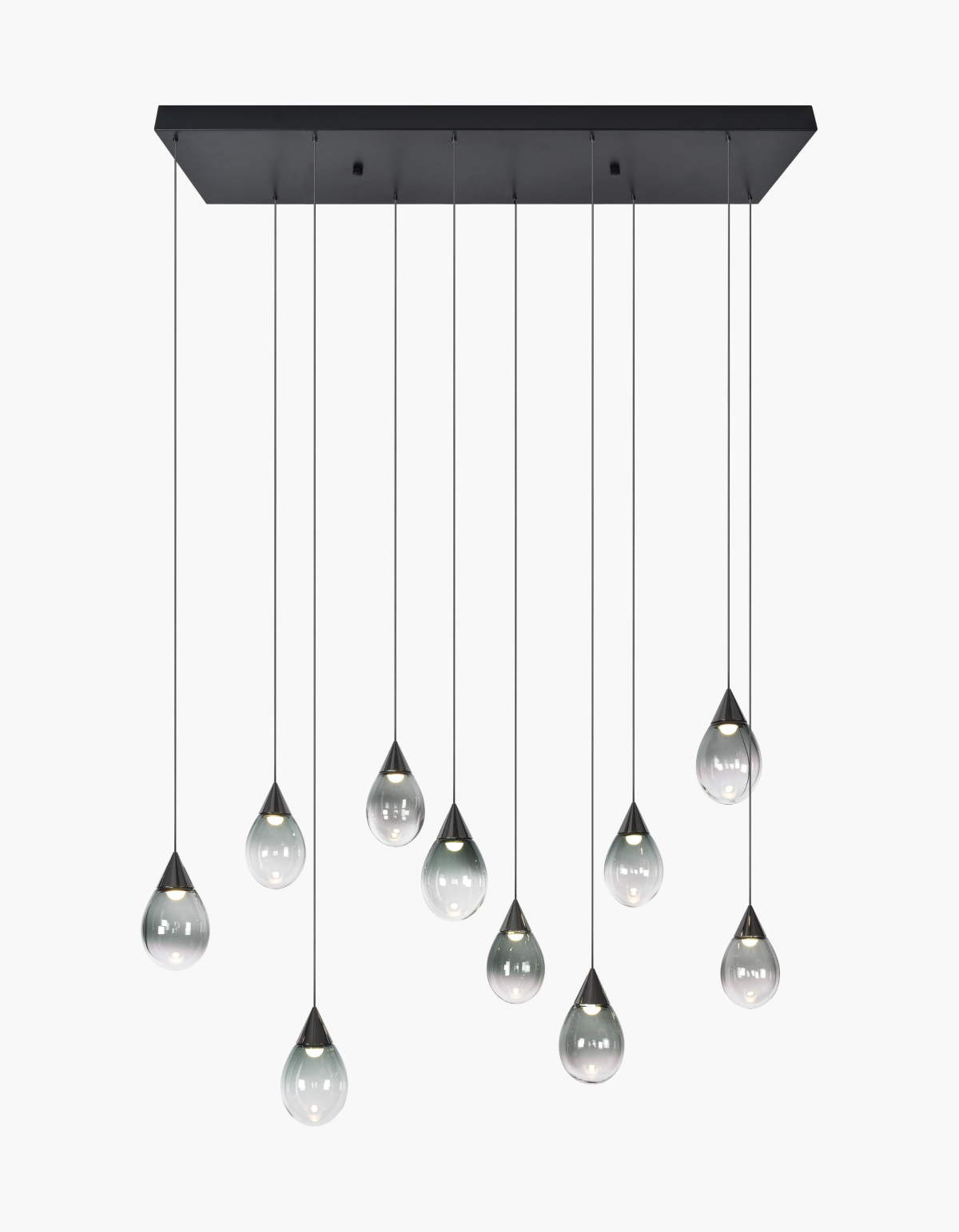 Gemma 10-Light Pendant, Smoked Glass with Clear Glass Shades - Smoked Glass#Finish_Smoked Glass