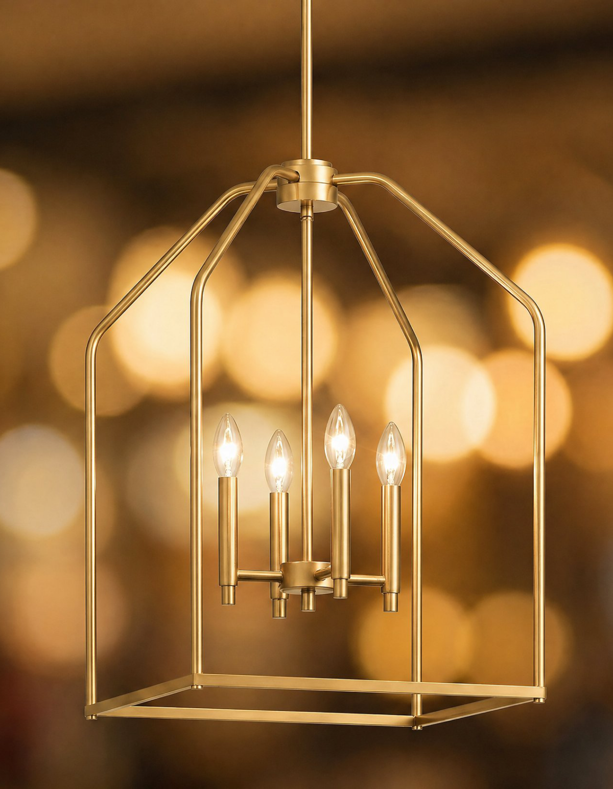 Kindle 4-Light Pendant - Satin Gold Finish, Clear Glass#Finish_Satin Gold Finish, Clear Glass
