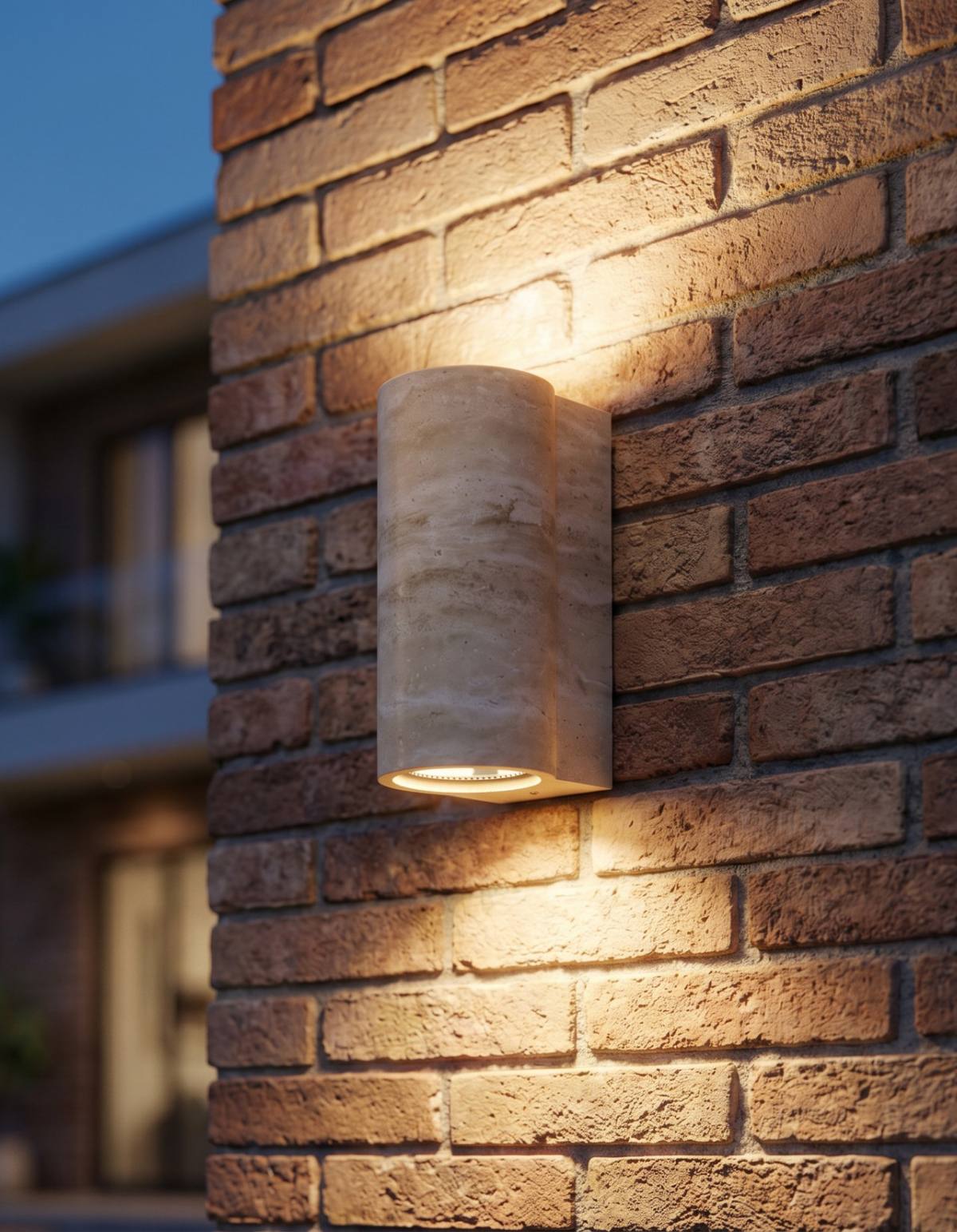 TOR 11-in. Cylindrical Wall Sconce, Travertine Finish