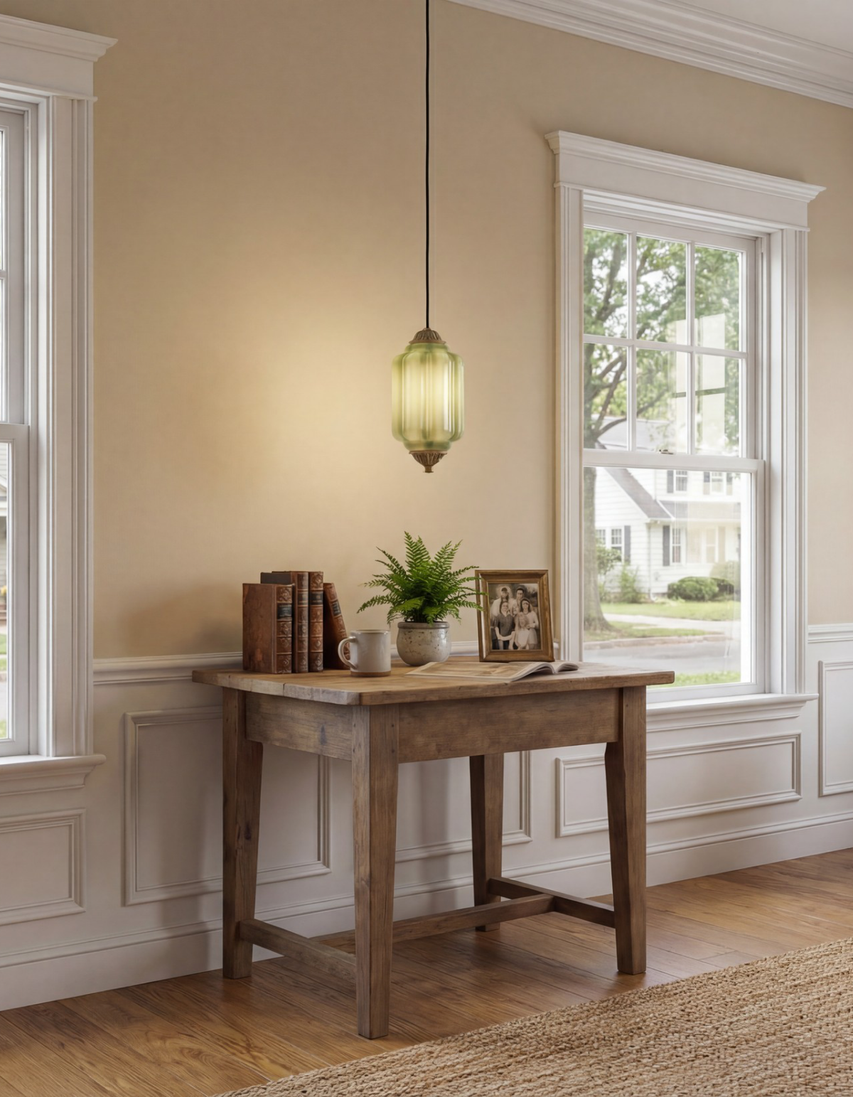 Celeste 1-Light Pendant (9 in.) - Green Finish, Frosted White & Tinted Glass#Finish_Green Finish, Frosted White & Tinted Glass