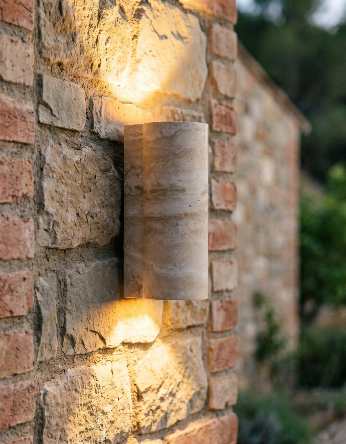 TOR 11-in. Cylindrical Wall Sconce, Travertine Finish