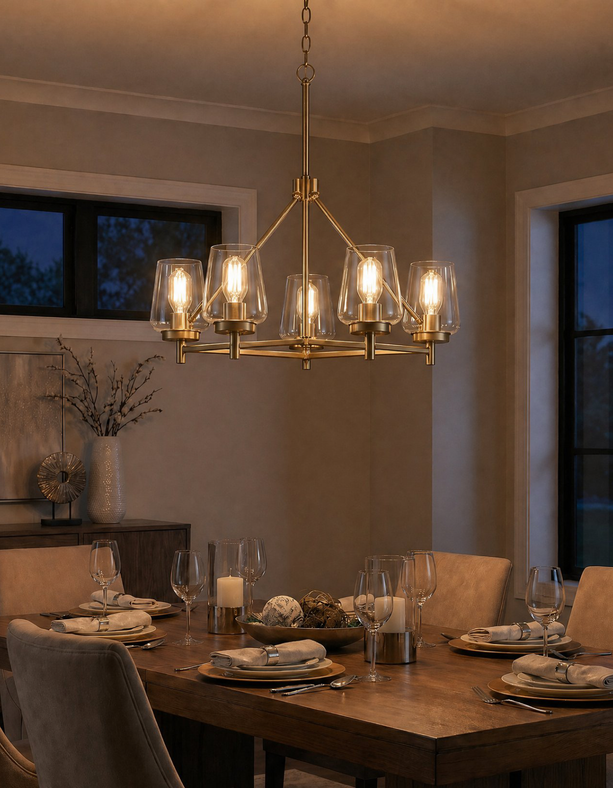 GILA 5-Light Chandelier - Satin Gold#Finish_Satin Gold