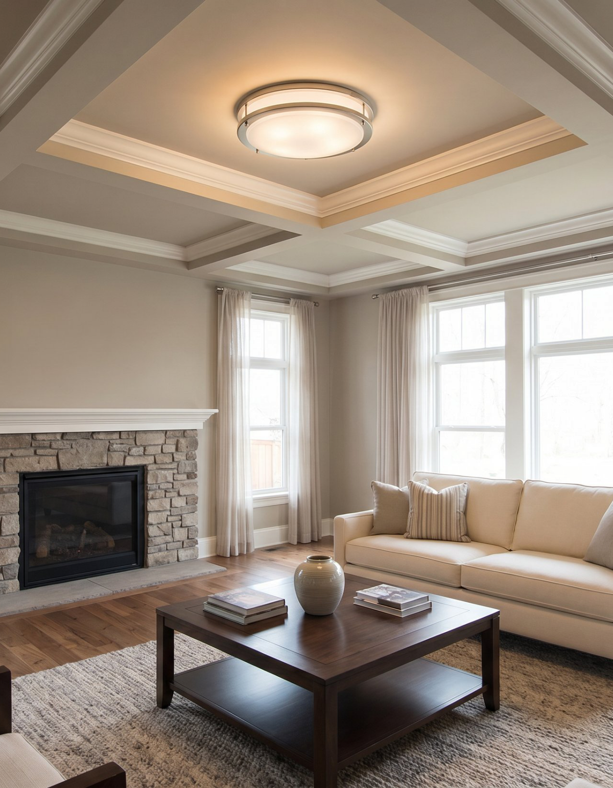 DAWN 16" double ring flush mount - Brushed Nickel#Finish_Brushed Nickel