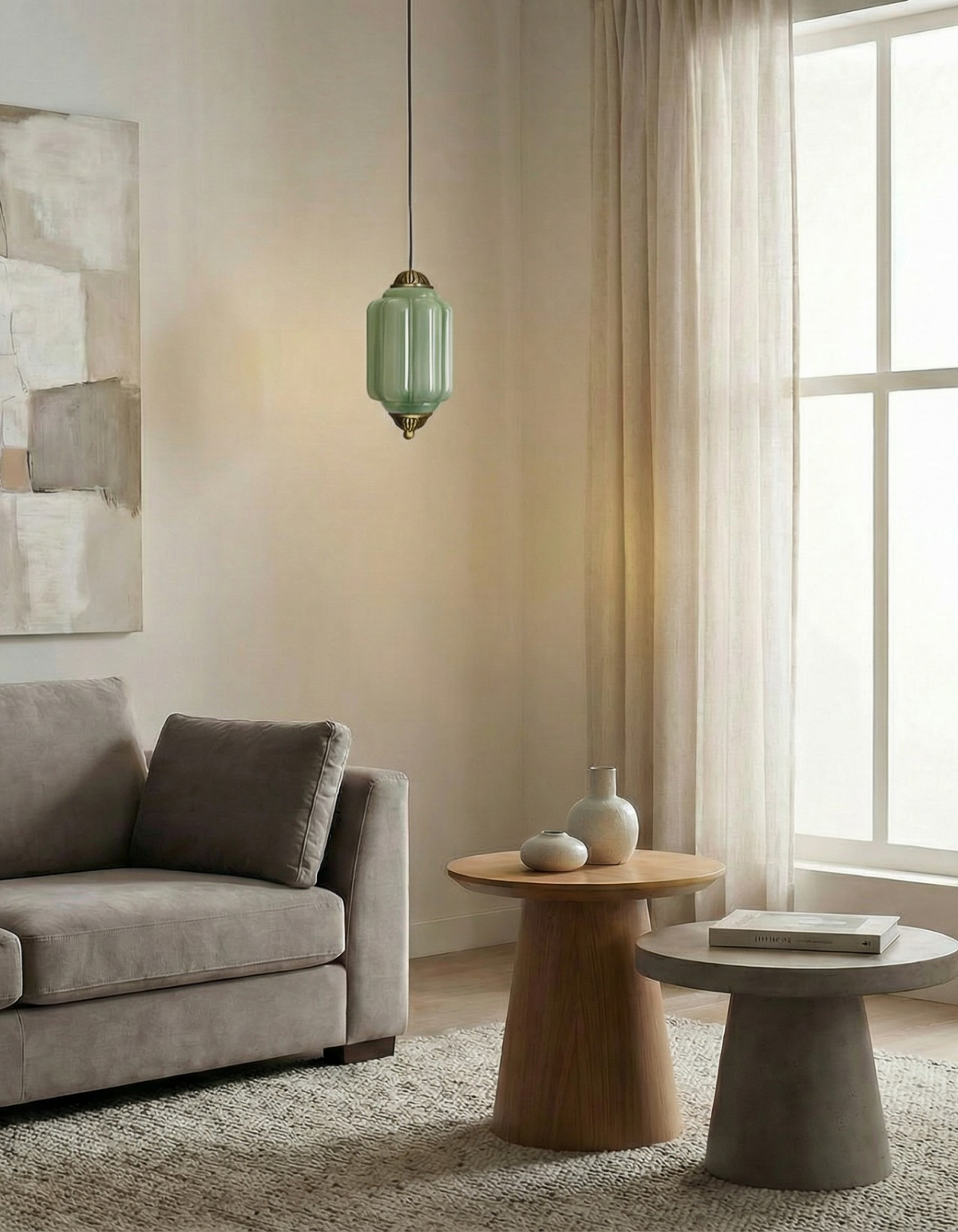 Celeste 1-Light Pendant (9 in.) - Green Finish, Frosted White & Tinted Glass#Finish_Green Finish, Frosted White & Tinted Glass