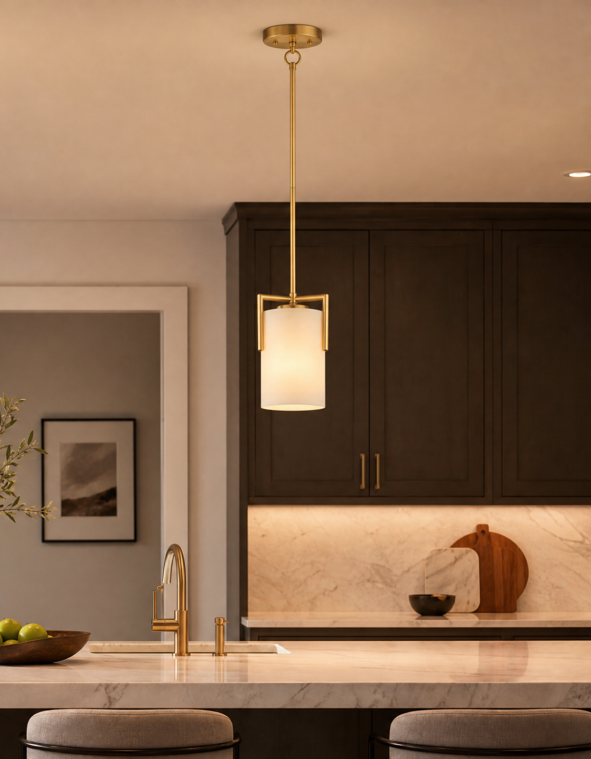 Bella Single Pendant - Satin Gold#Finish_Satin Gold