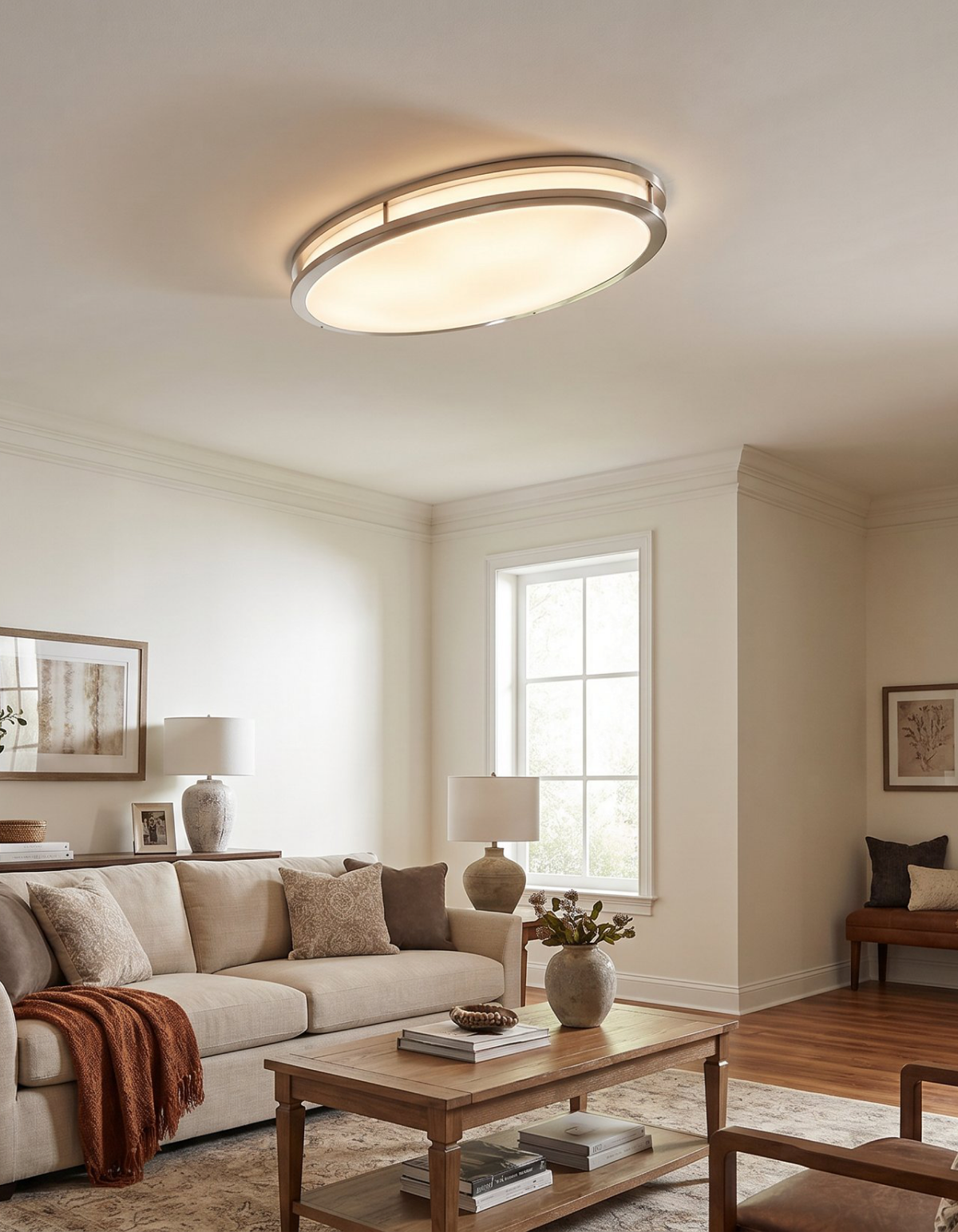 DAWN 24" double ring flush mount - Brushed Nickel#Finish_Brushed Nickel