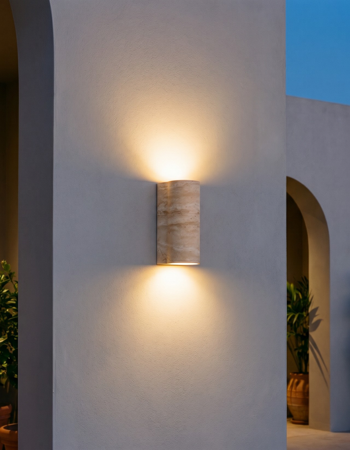 TOR 11-in. Cylindrical Wall Sconce, Travertine Finish