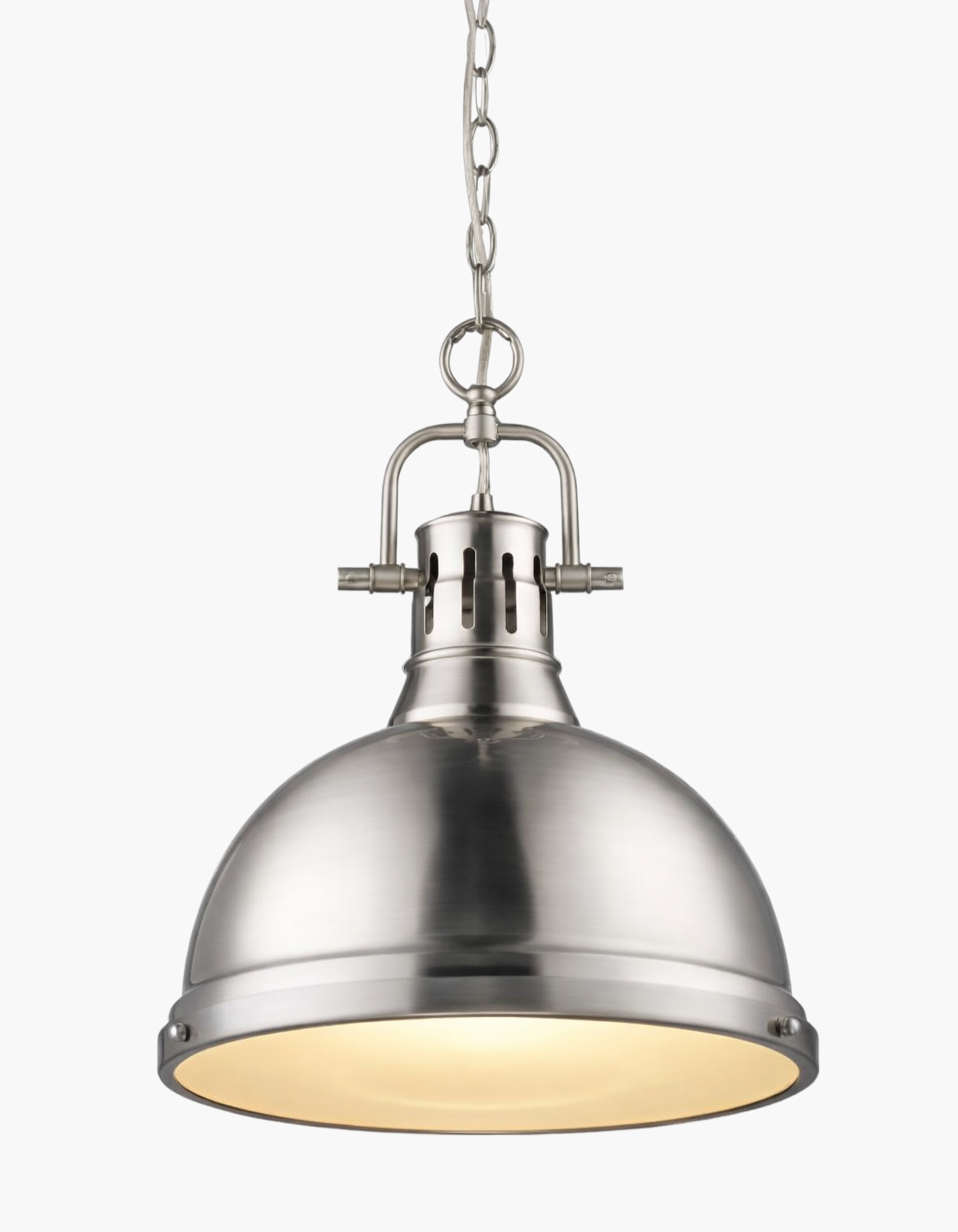 Foundry Single Kitchen Pendant - Brushed Nickel Finish, Frosted White Glass#Finish_Brushed Nickel Finish, Frosted White Glass