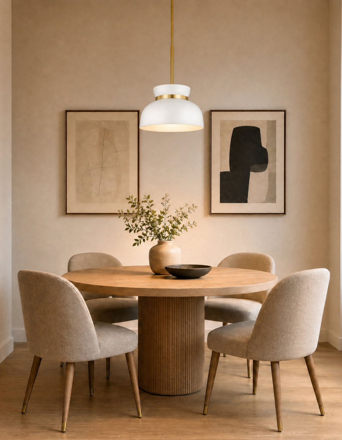 POTTER Small 1-Light Pendant - White & Satin Gold#Finish_White & Satin Gold