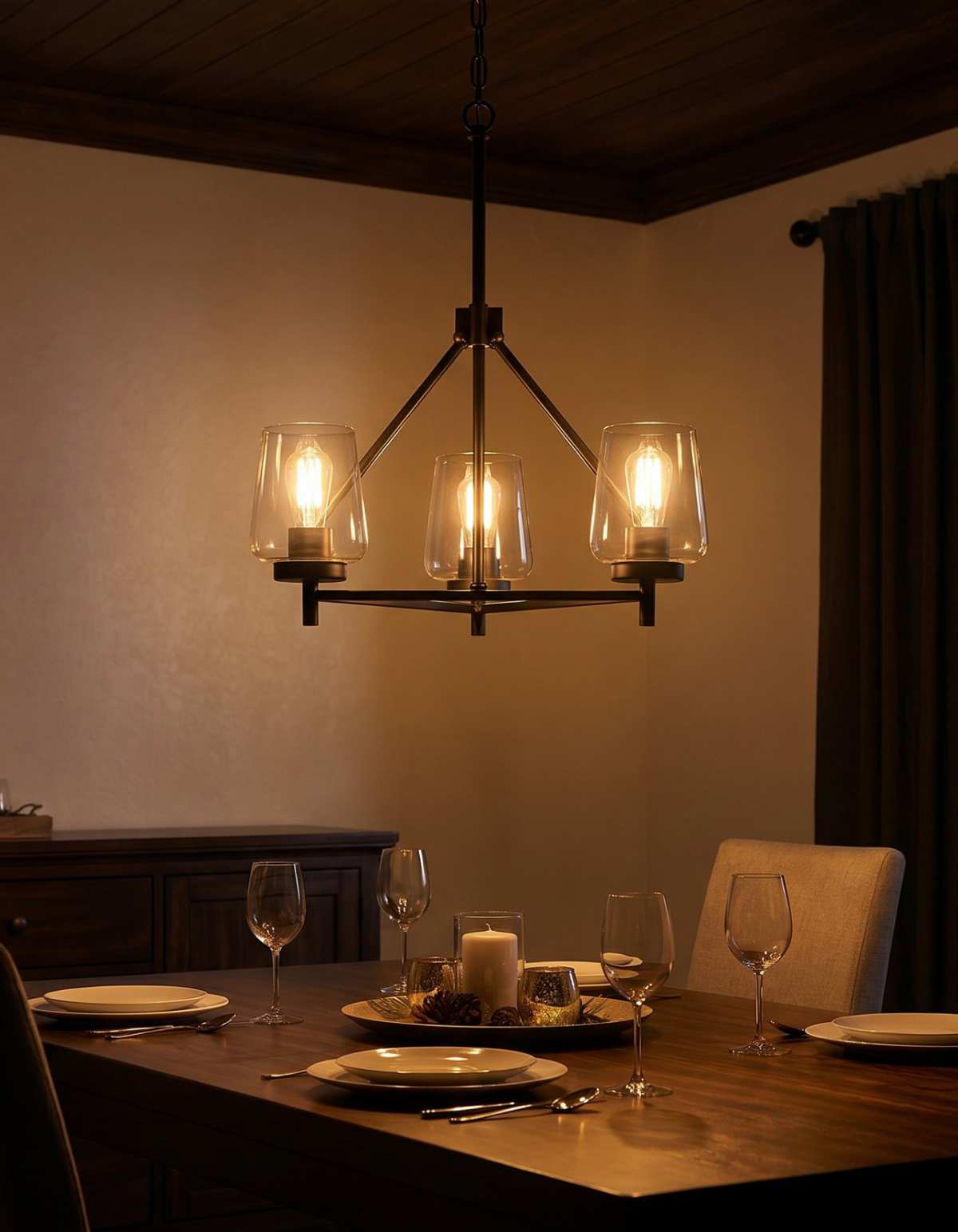 GILA 3-Light Chandelier - Black#Finish_Black
