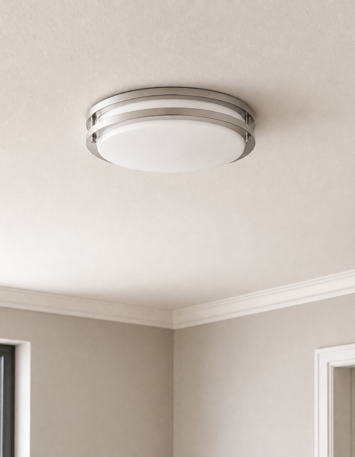 DAWN 14" double ring flush mount - Brushed Nickel#Finish_Brushed Nickel