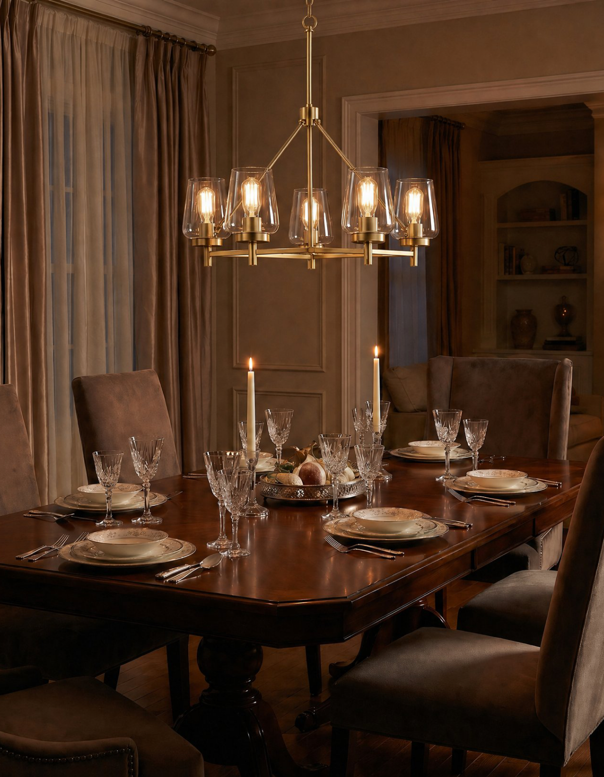 GILA 5-Light Chandelier - Satin Gold#Finish_Satin Gold