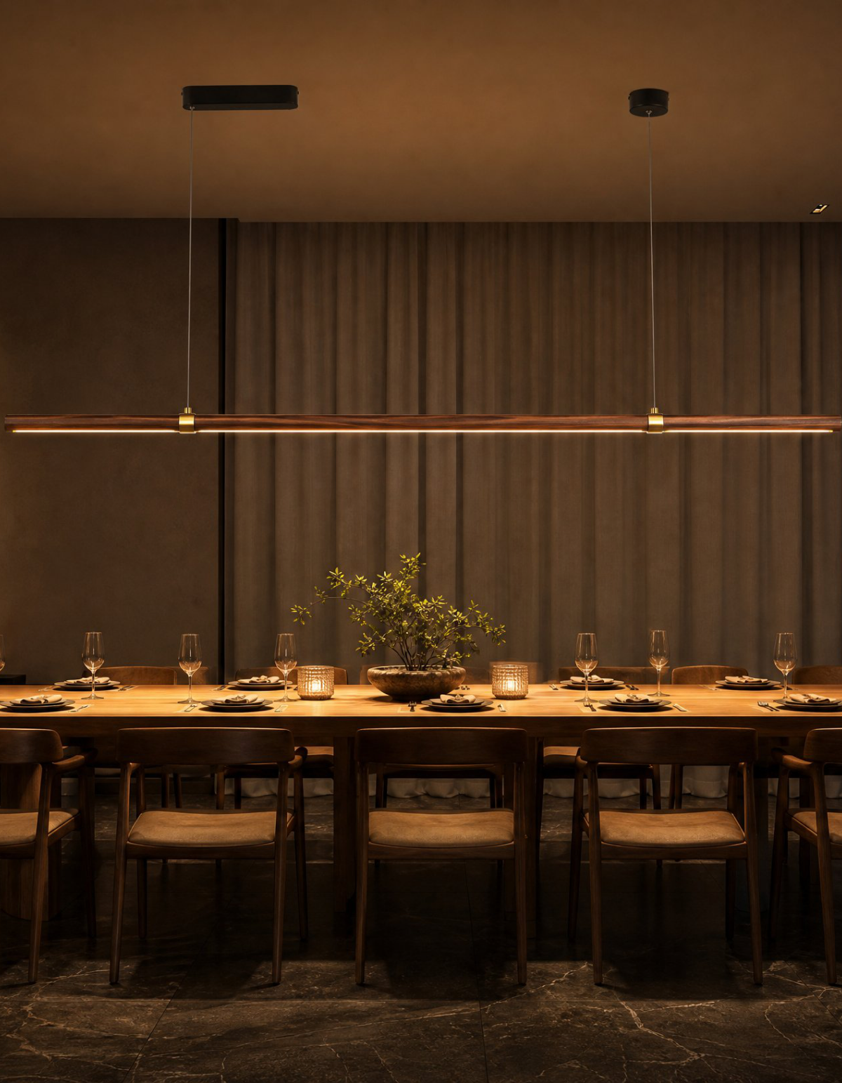 Rowan 48-in. Linear Chandelier - Dark Walnut#Finish_Dark Walnut