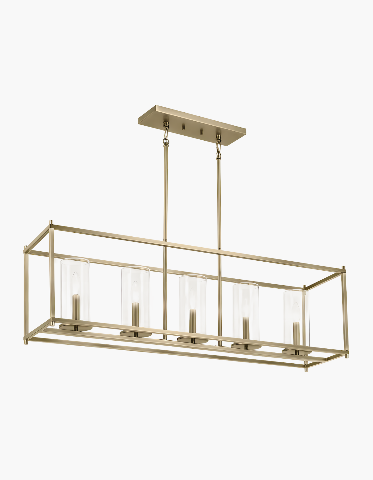 Aurelia 5-Light Linear Chandelier - Satin Gold Finish, Clear Glass#Finish_Satin Gold Finish, Clear Glass