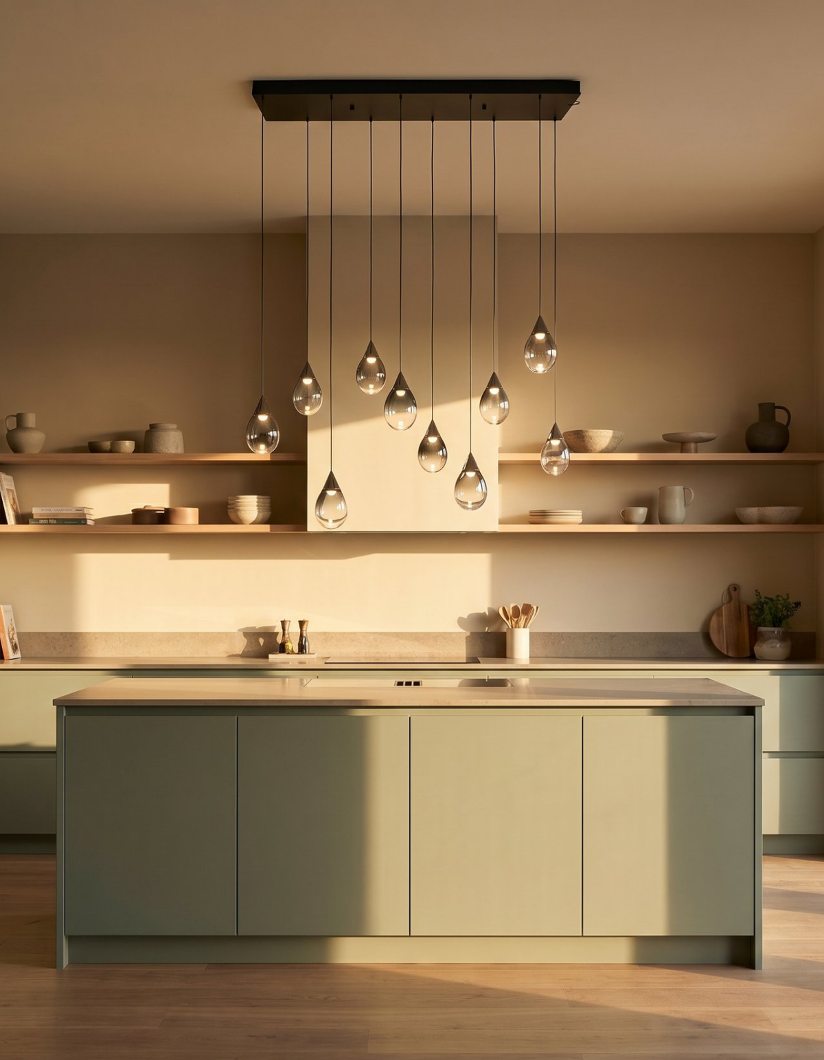 Gemma 10-Light Pendant, Smoked Glass with Clear Glass Shades - Smoked Glass#Finish_Smoked Glass