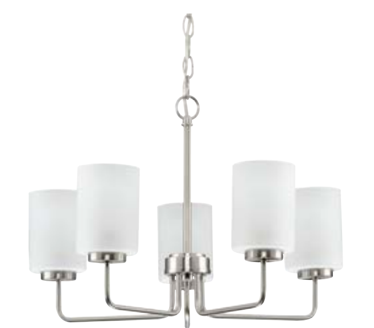ALDEN 5-Light Chandelier with Etched Glass Shade