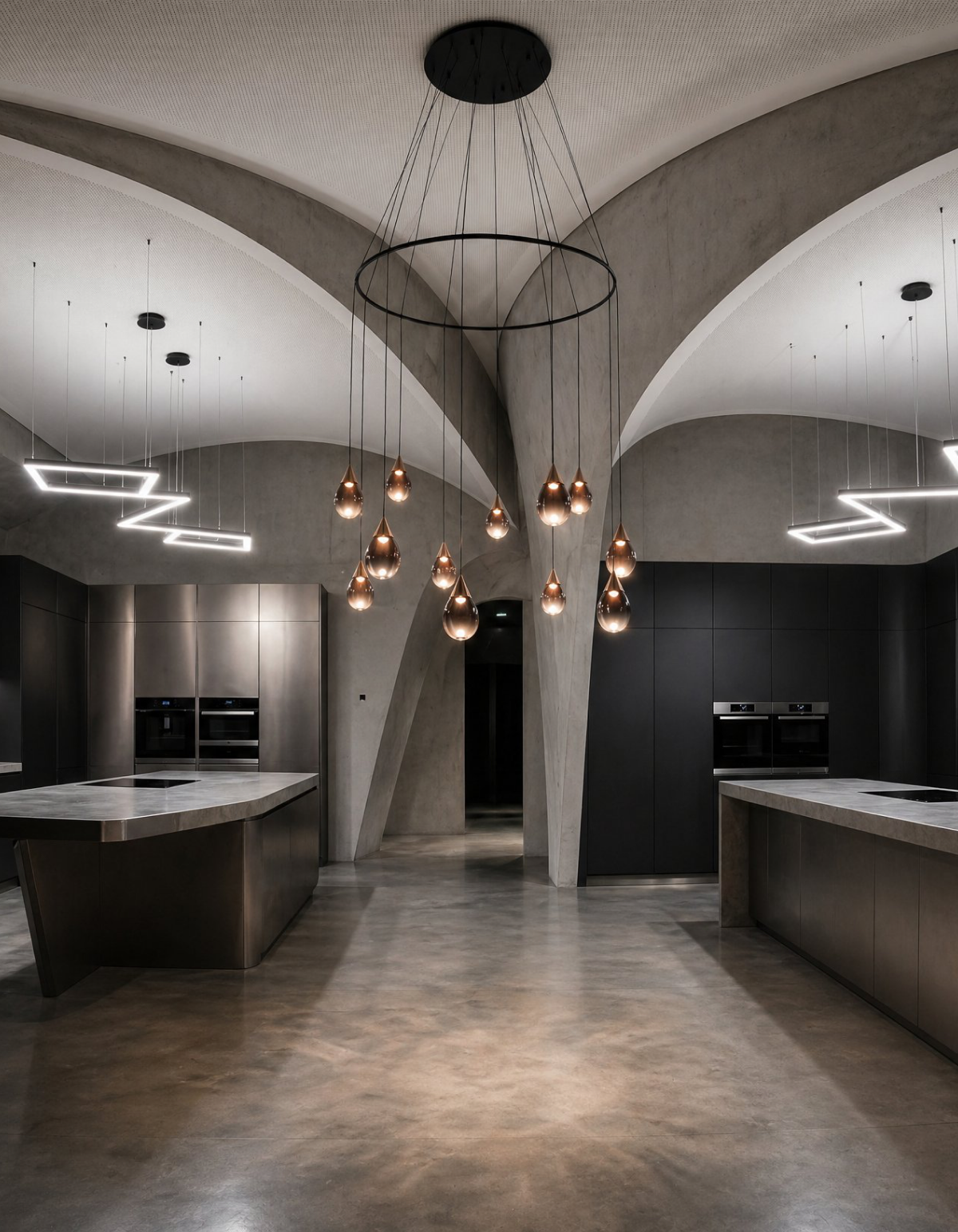 Gemma 12-Light 40-in. Pendant, Rose Gold with Tinted Glass Shades - Rose Gold#Finish_Rose Gold