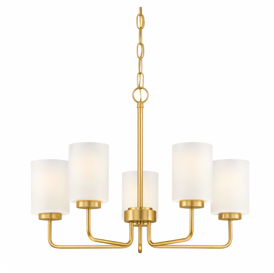 ALDEN 5-Light Chandelier with Etched Glass Shade