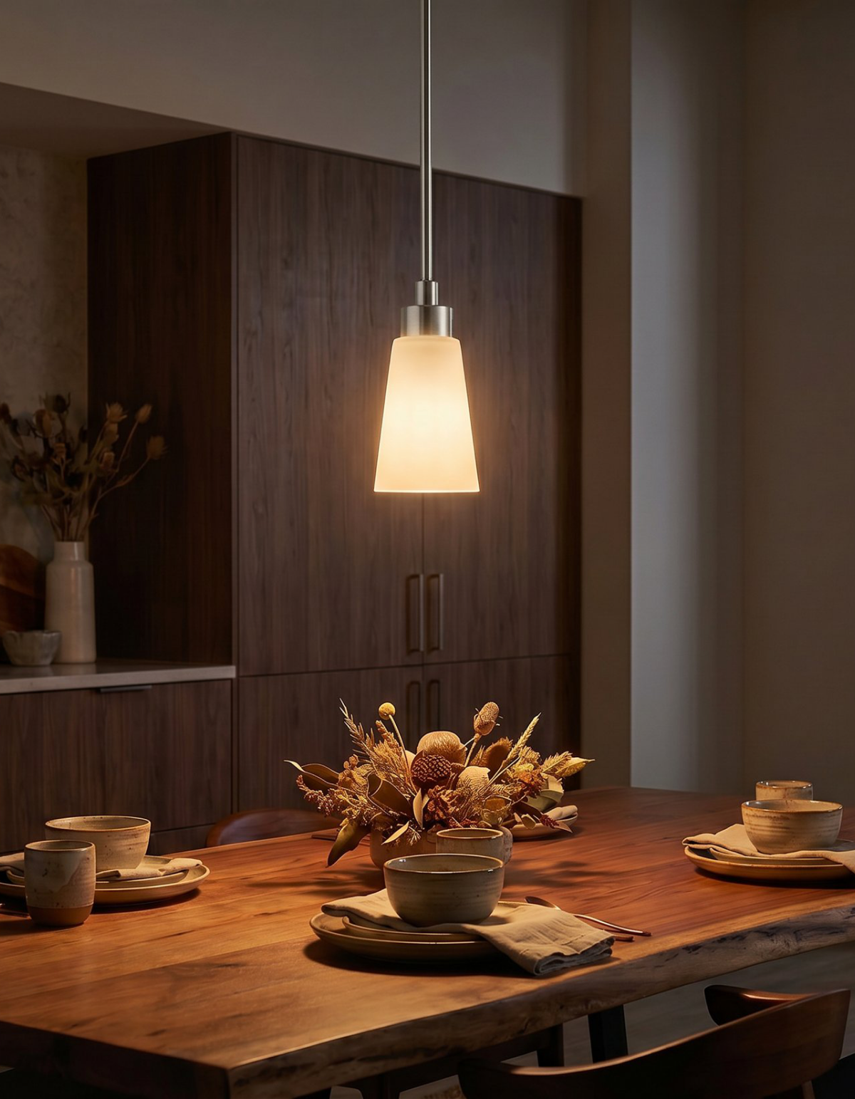 Lima Single Pendant - Brushed Nickel Finish, Frosted White Glass#Finish_Brushed Nickel Finish, Frosted White Glass