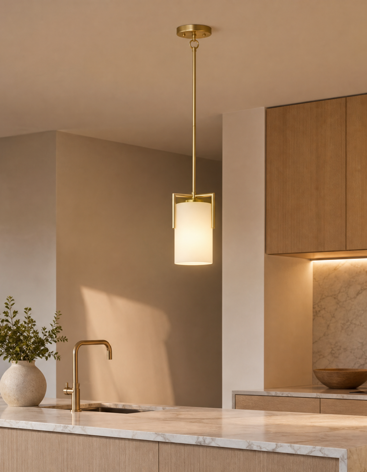 Bella Single Pendant - Satin Gold#Finish_Satin Gold