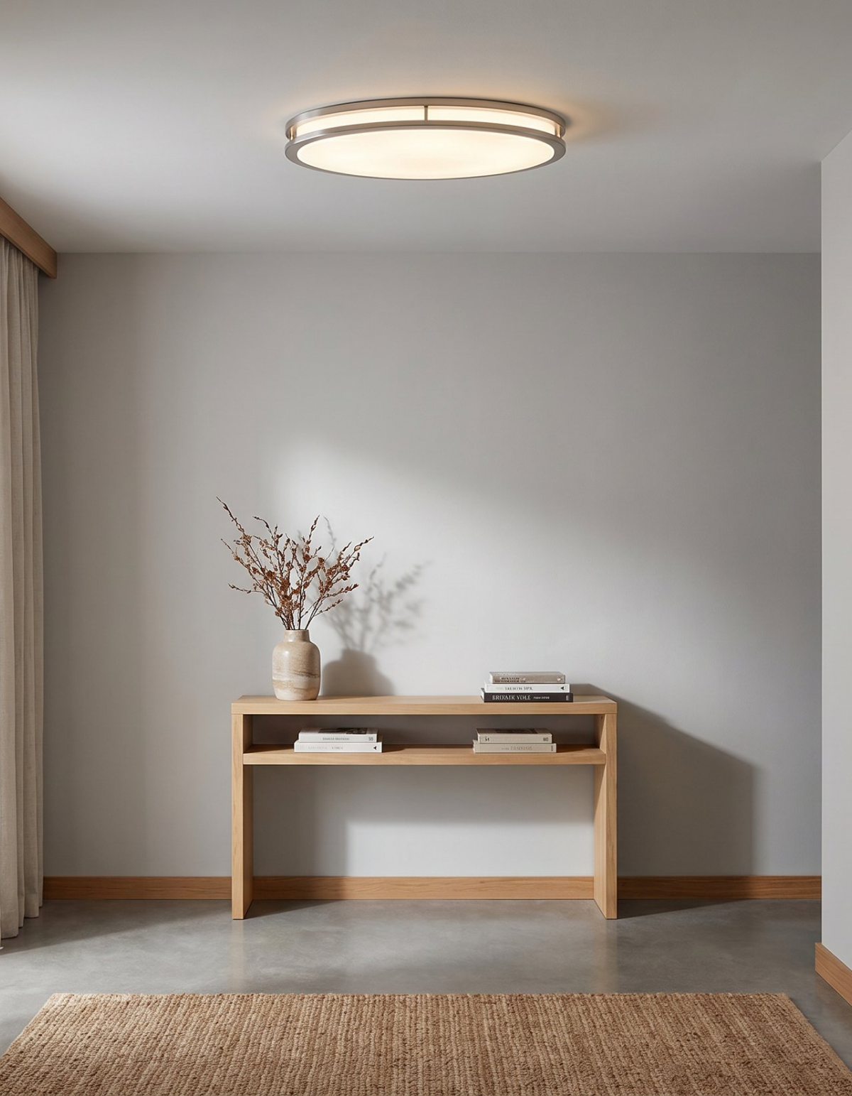 DAWN 32" double ring flush mount - Brushed Nickel#Finish_Brushed Nickel