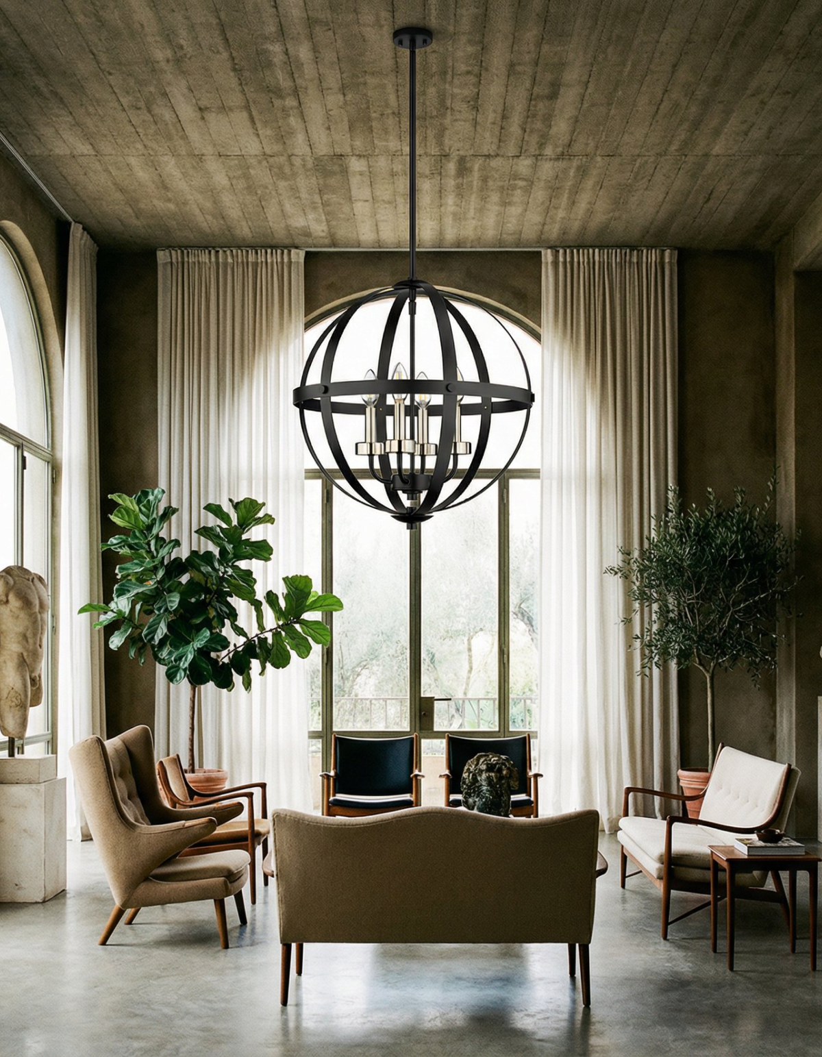 BRICKELL 24-in. Four-Light Pendant in Black