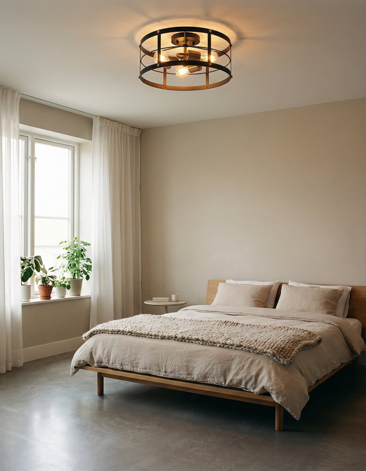 GRIDLOCK 3-Light Flush Mount in bedroom