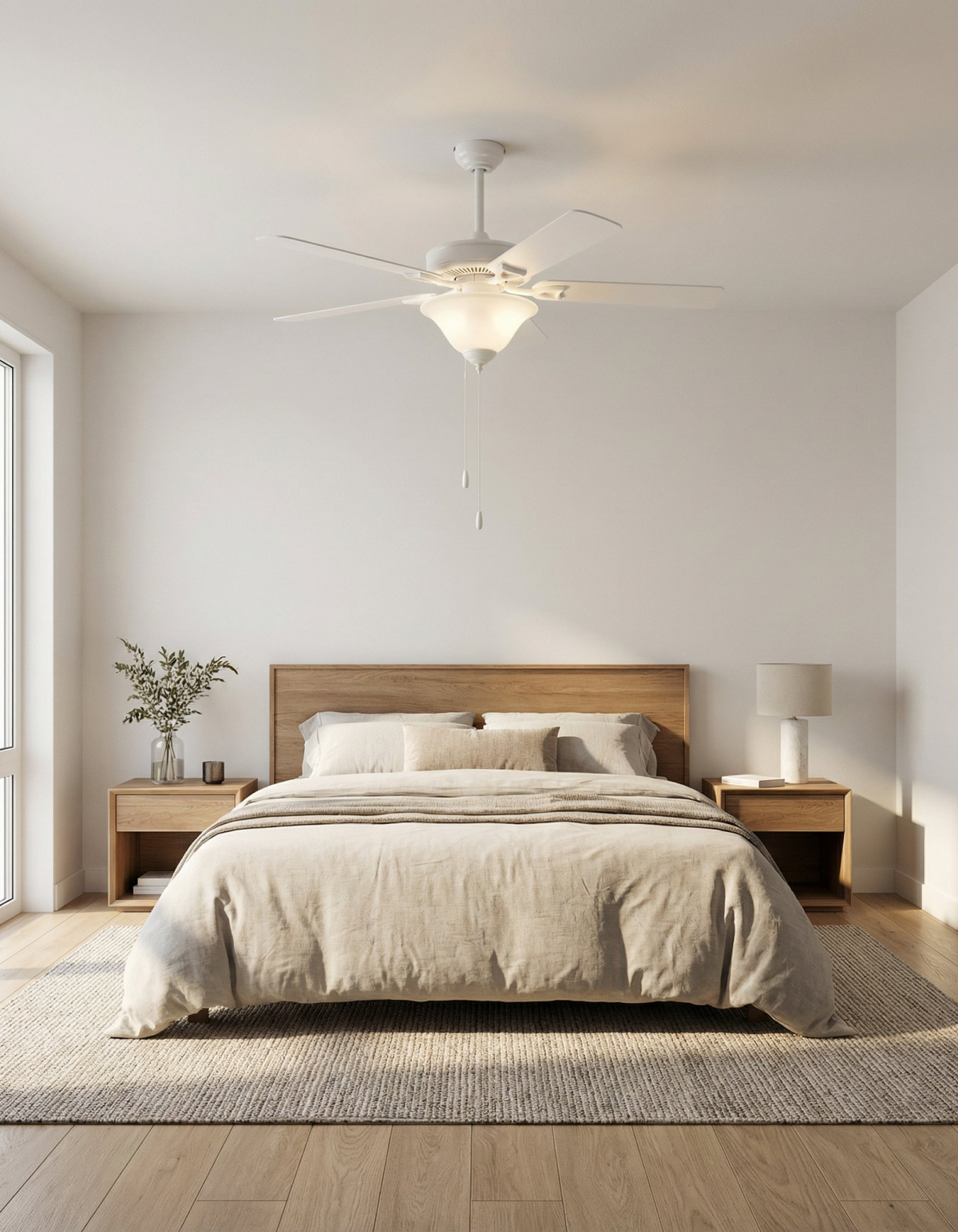 BASE CAMP Matte White fan with light kit – room