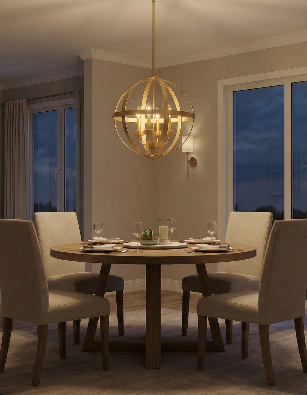BRICKELL 18-in. Four-Light Pendant in Satin Gold