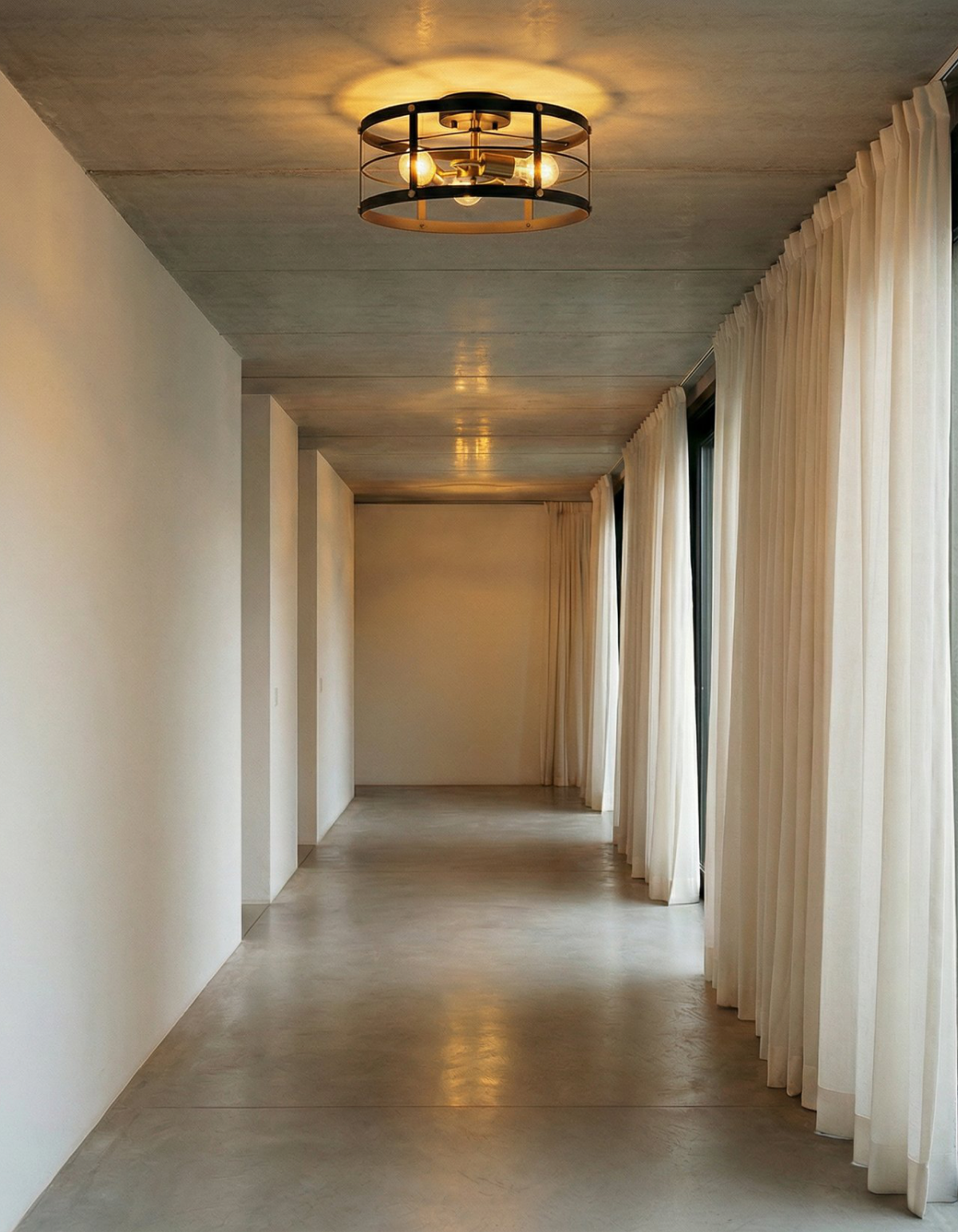 GRIDLOCK 3-Light Flush Mount in hallway