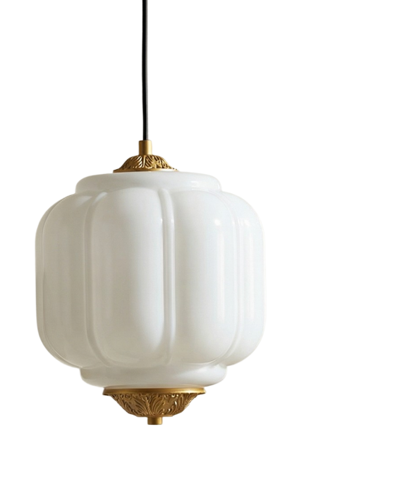 CELESTE 8-in. Pendant, Satin Gold + White Finish