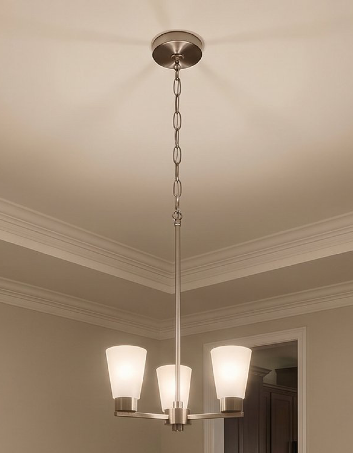 Lima 3-Light Chandelier - Brushed Nickel Finish, Frosted Glass#Finish_Brushed Nickel Finish, Frosted Glass