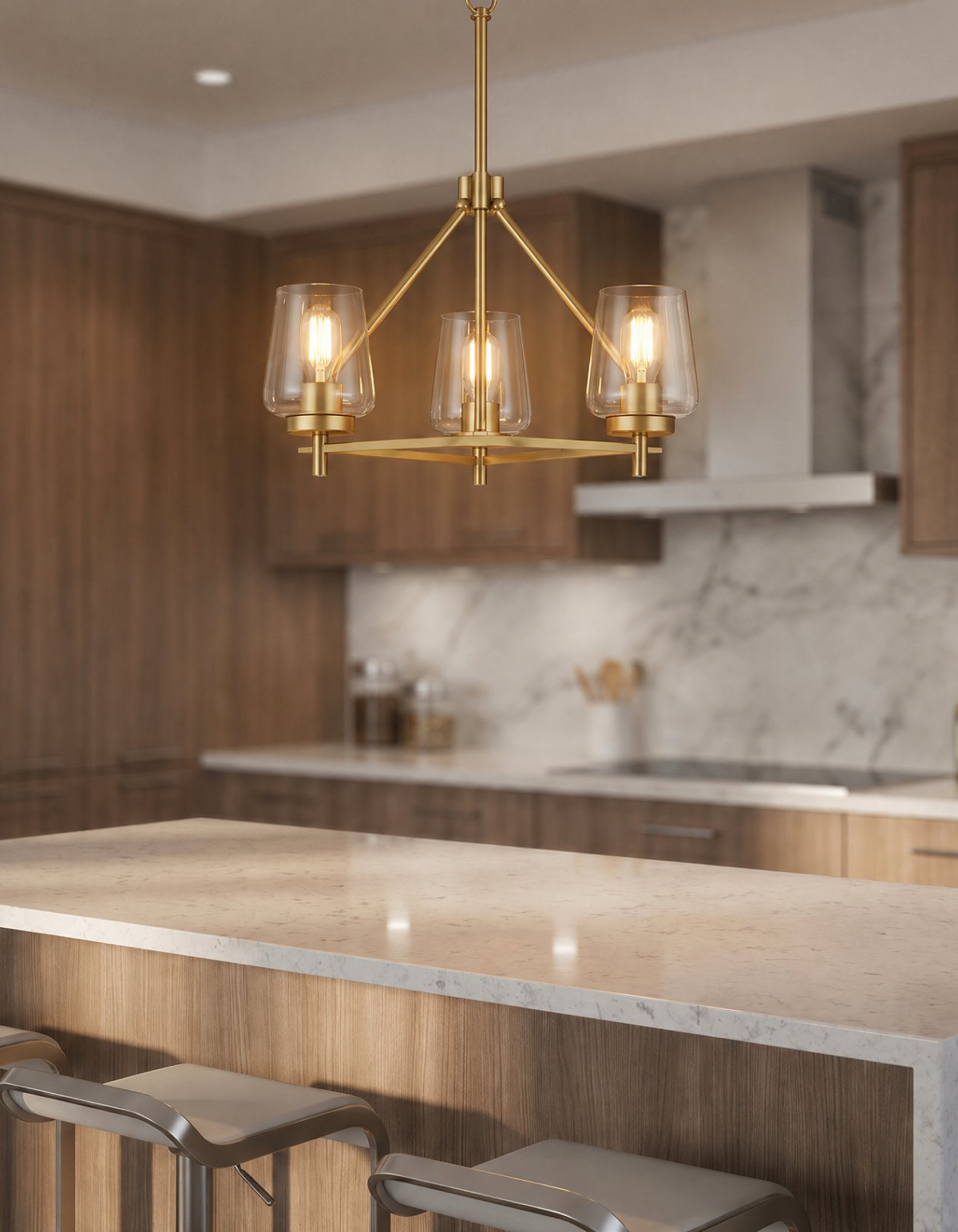 GILA 3-Light Chandelier - Satin Gold#Finish_Satin Gold