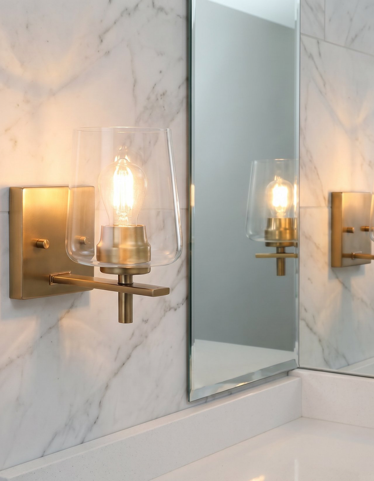 Gila Hallway Wall Sconce - Satin Gold Finish, Clear Glass#Finish_Satin Gold Finish, Clear Glass