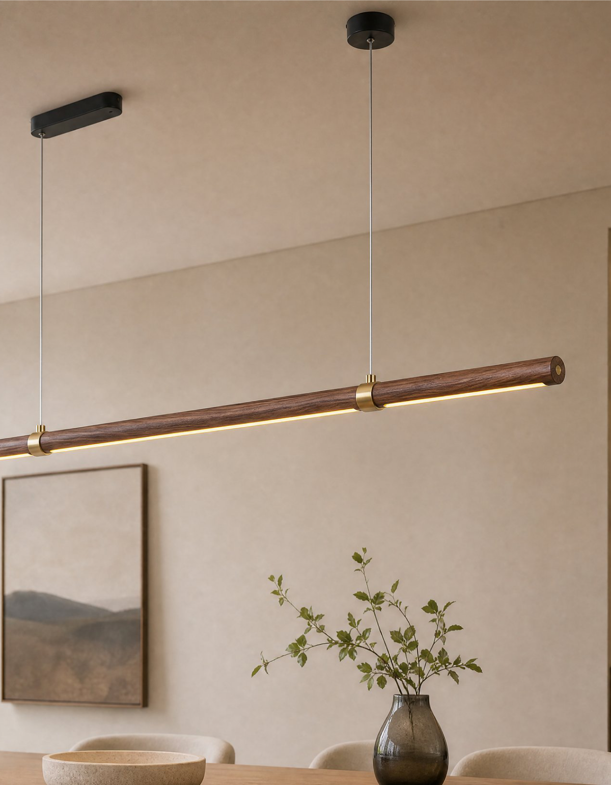 Rowan 48-in. Linear Chandelier - Dark Walnut#Finish_Dark Walnut