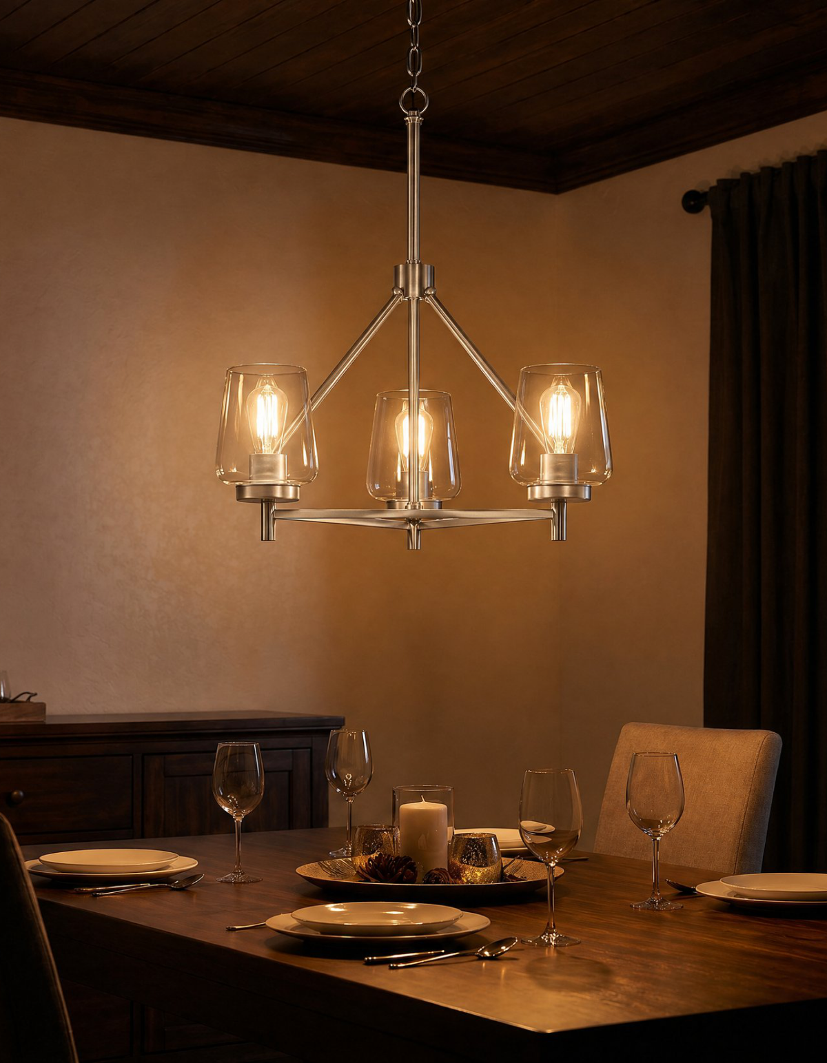 GILA 3-Light Chandelier - Brushed Nickel#Finish_Brushed Nickel