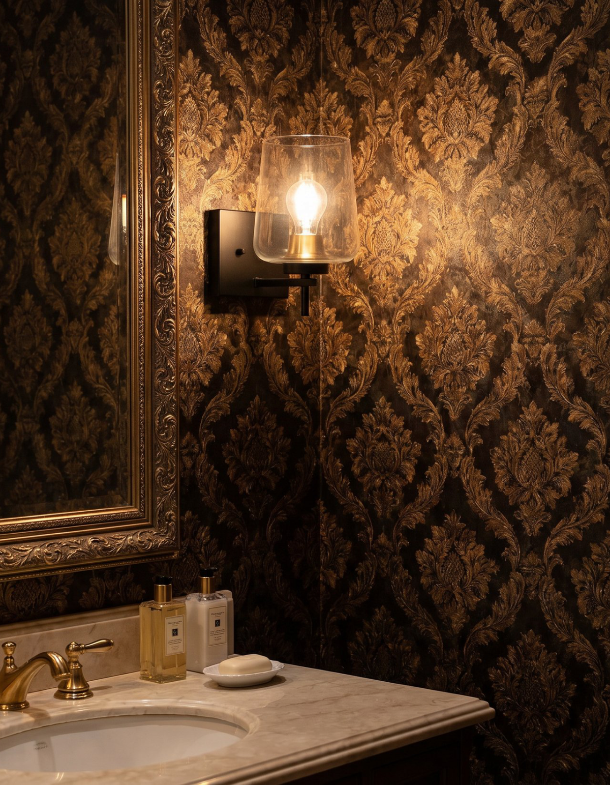 Gila Hallway Wall Sconce - Black Finish, Clear & Blown Artisan Glass#Finish_Black Finish, Clear & Blown Artisan Glass