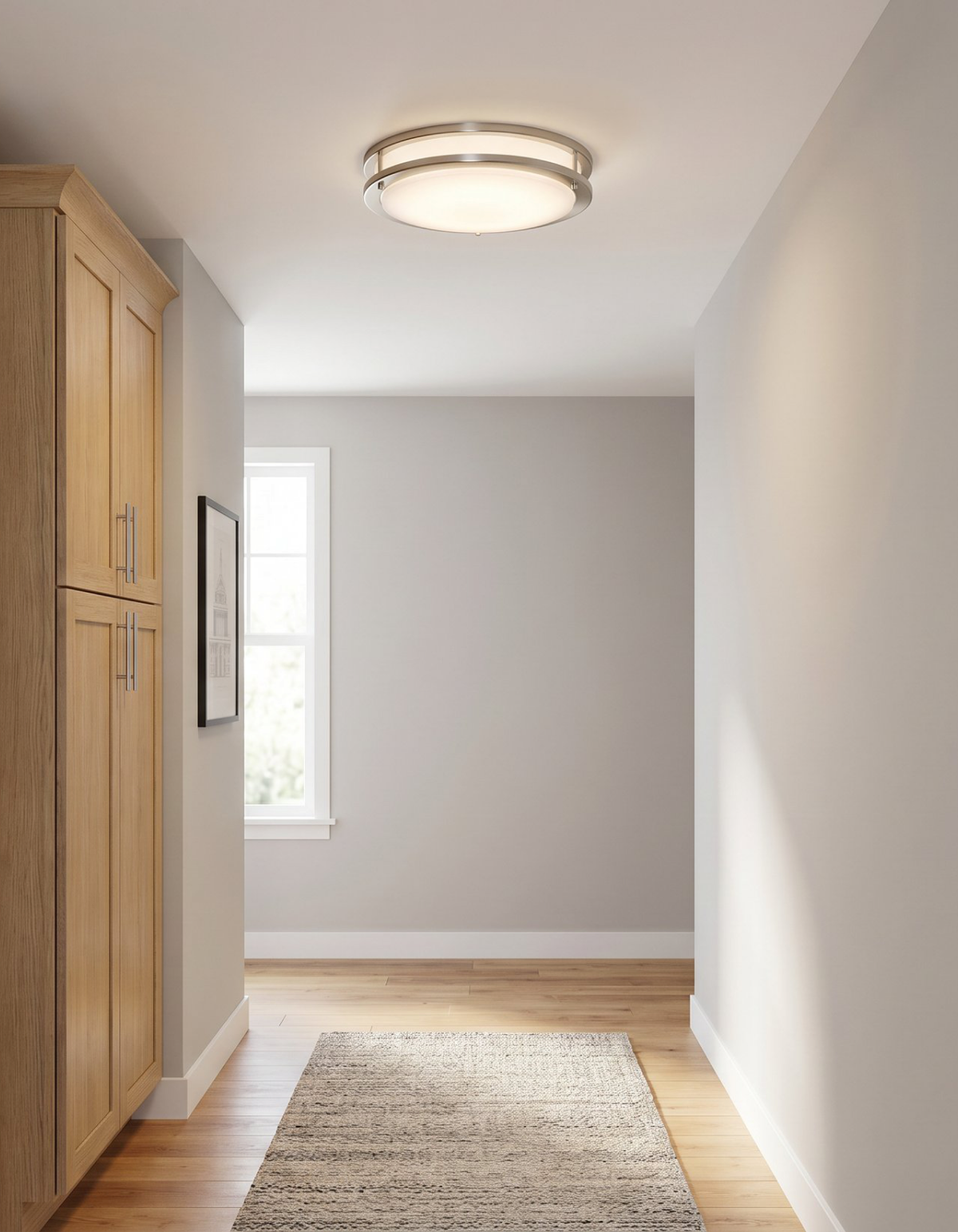 DAWN 12" double ring flush mount - Brushed Nickel#Finish_Brushed Nickel