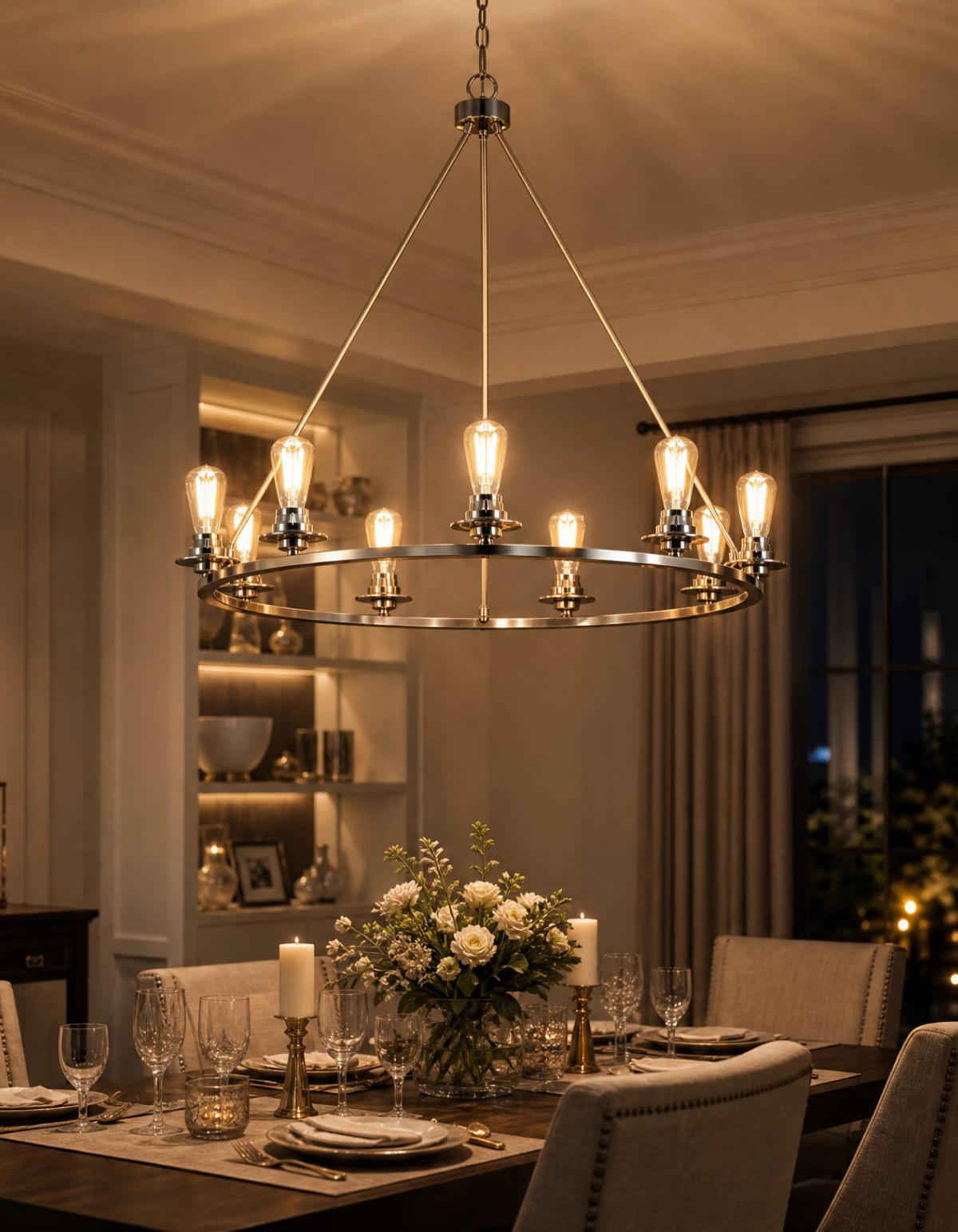 Foundry 9-Light Chandelier - Brushed Nickel#Finish_Brushed Nickel