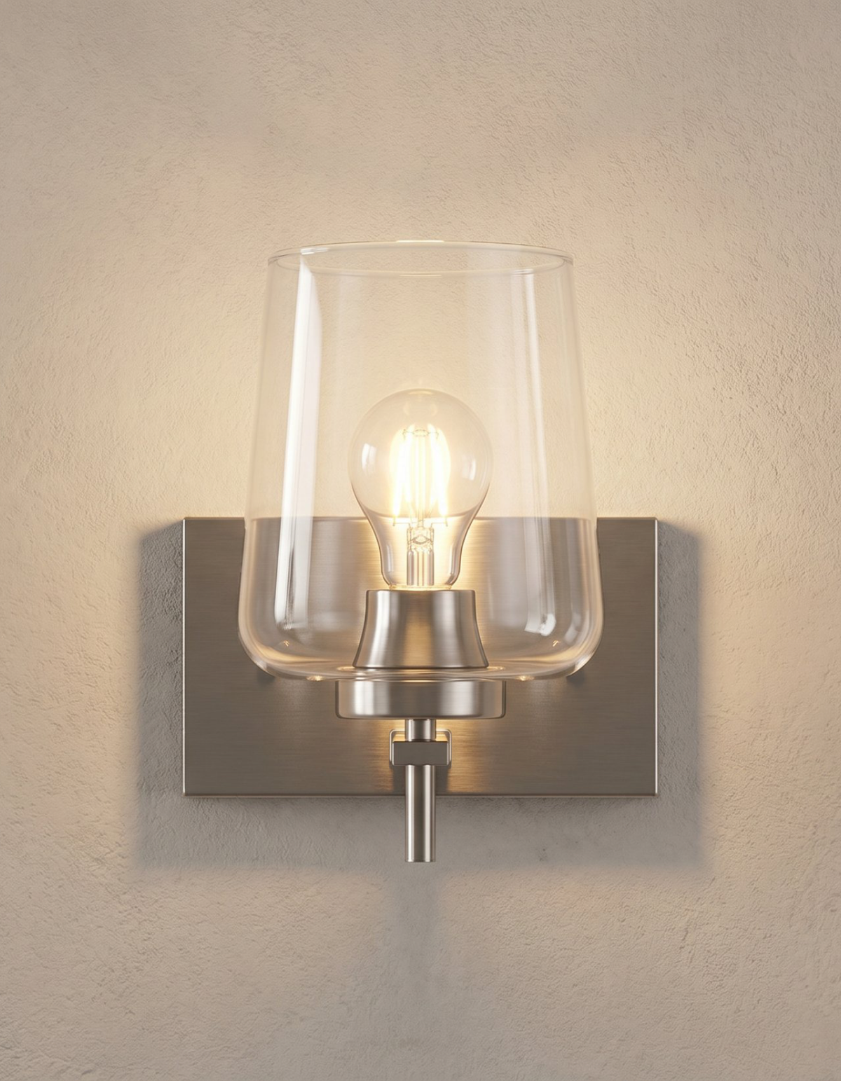 Gila Hallway Wall Sconce - Brushed Nickel Finish, Clear Glass#Finish_Brushed Nickel Finish, Clear Glass