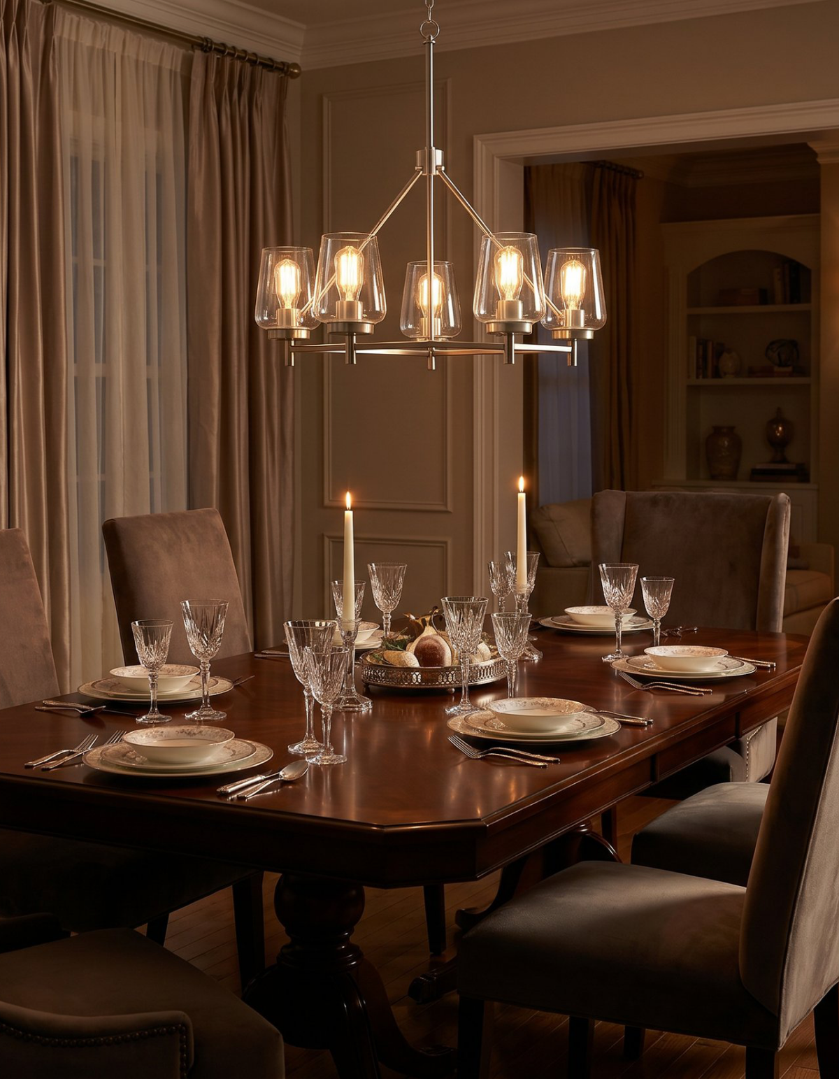 GILA 5-Light Chandelier - Brushed Nickel#Finish_Brushed Nickel