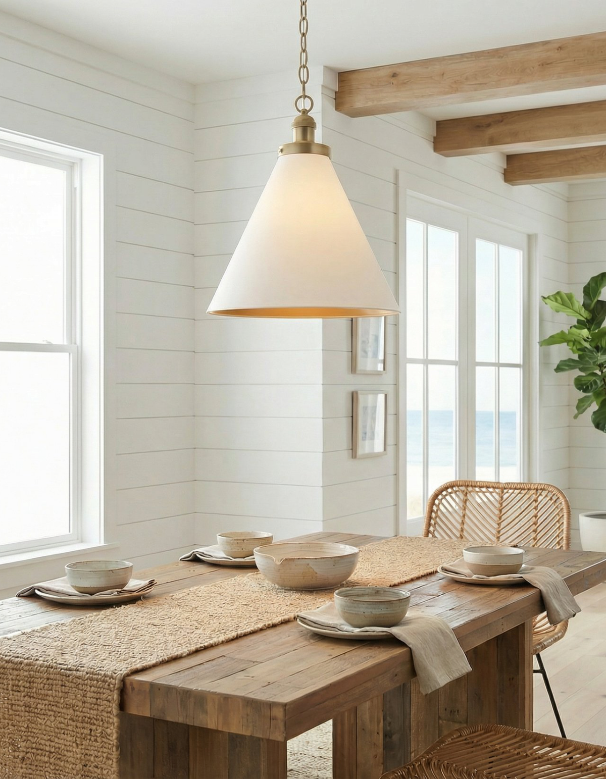 Rivet 1-Light Pendant - White & Satin Gold / 20 in#Finish_White & Satin Gold#Size_20 in