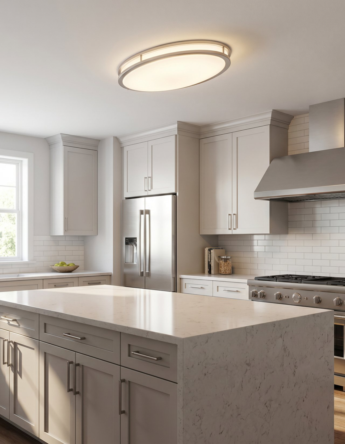 DAWN 32" double ring flush mount - Brushed Nickel#Finish_Brushed Nickel