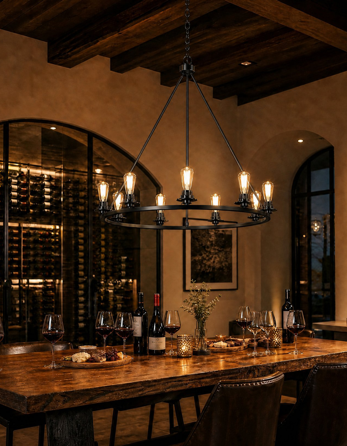 Foundry 9-Light Chandelier - Black#Finish_Black